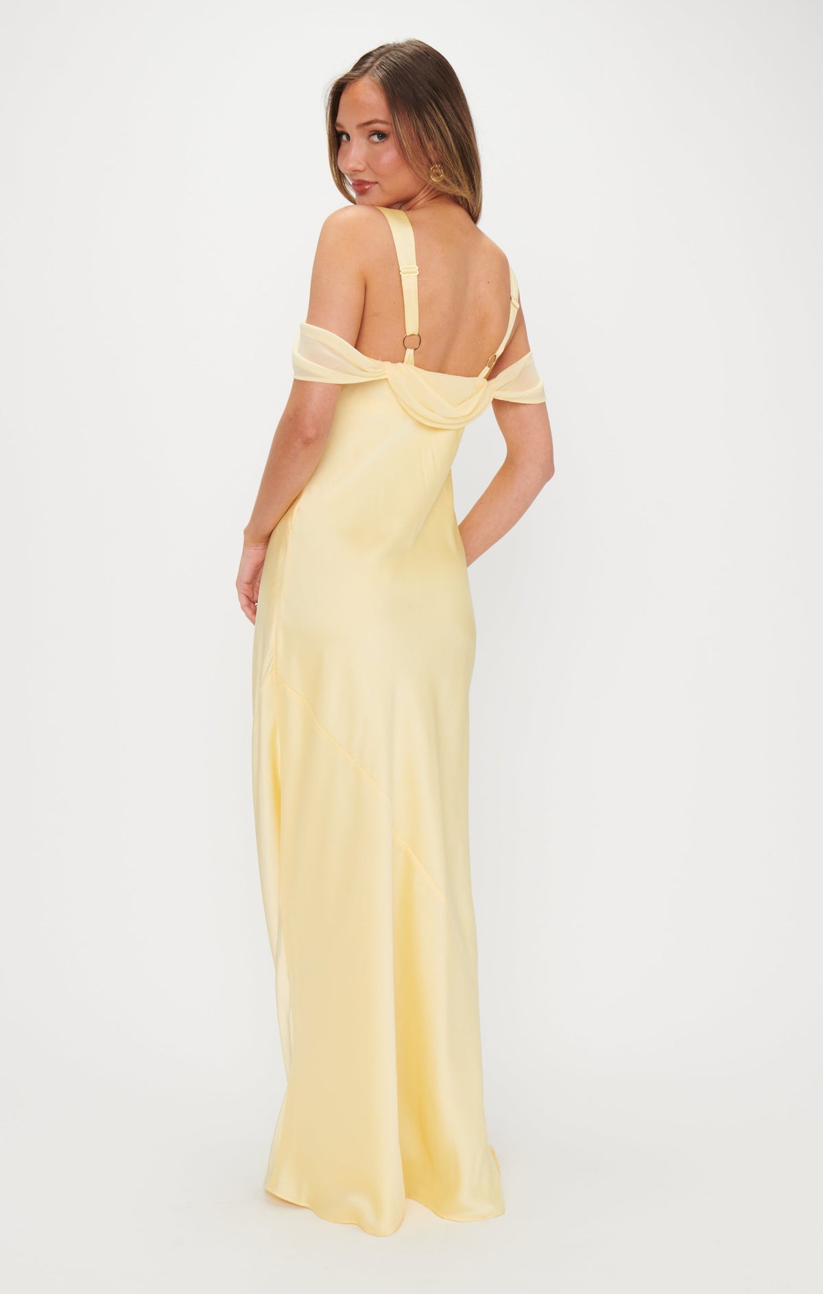 Bella Maxi Dress ~ Pale Yellow Luxe Satin