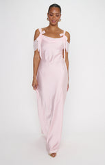 Bella Maxi Dress ~ Powder Pink Luxe Satin