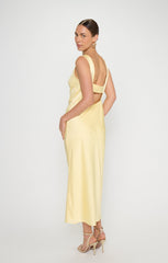Candice Dress ~ Pale Yellow Luxe Satin