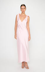 Emma Midi Dress ~ Powder Pink Luxe Satin