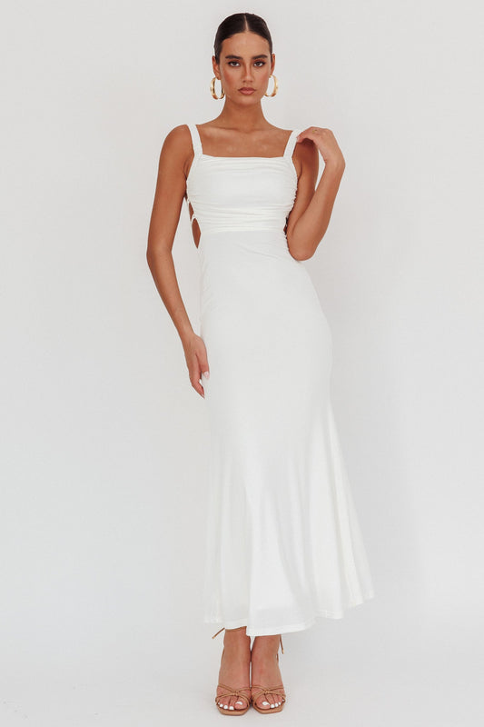 Dream Crush Lace-Up Back Maxi Dress White