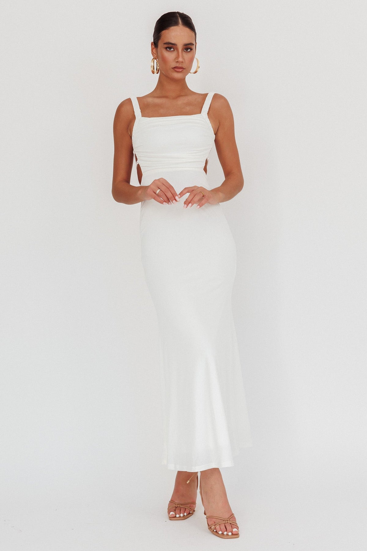 Dream Crush Lace-Up Back Maxi Dress White