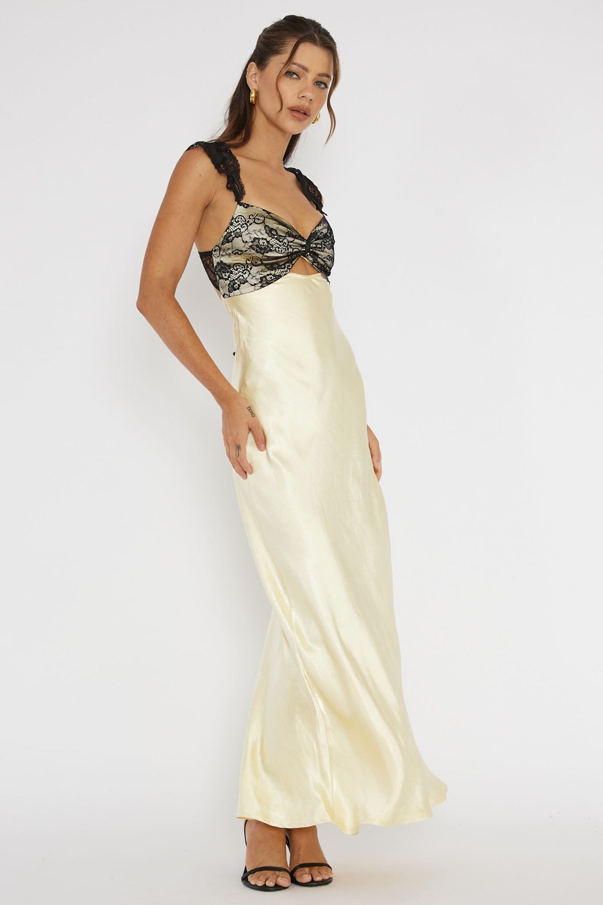 Claribel Lace Bust Maxi Dress Lemon