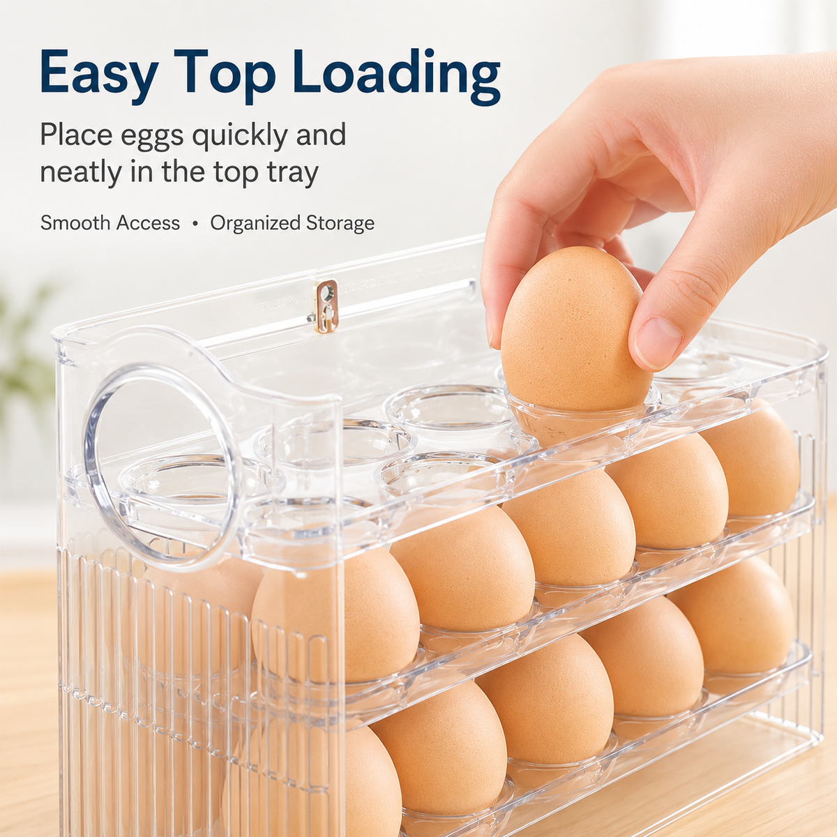 30-Egg Compact Fridge Storage Rack with Easy-Grip Handles