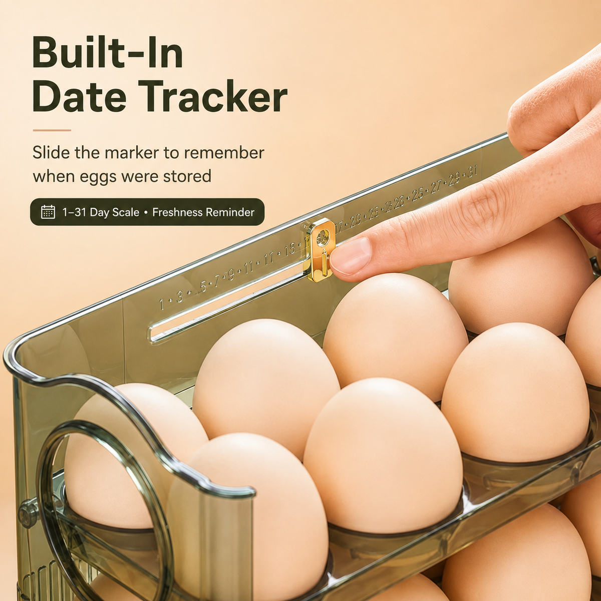 30-Egg Compact Fridge Storage Rack with Easy-Grip Handles
