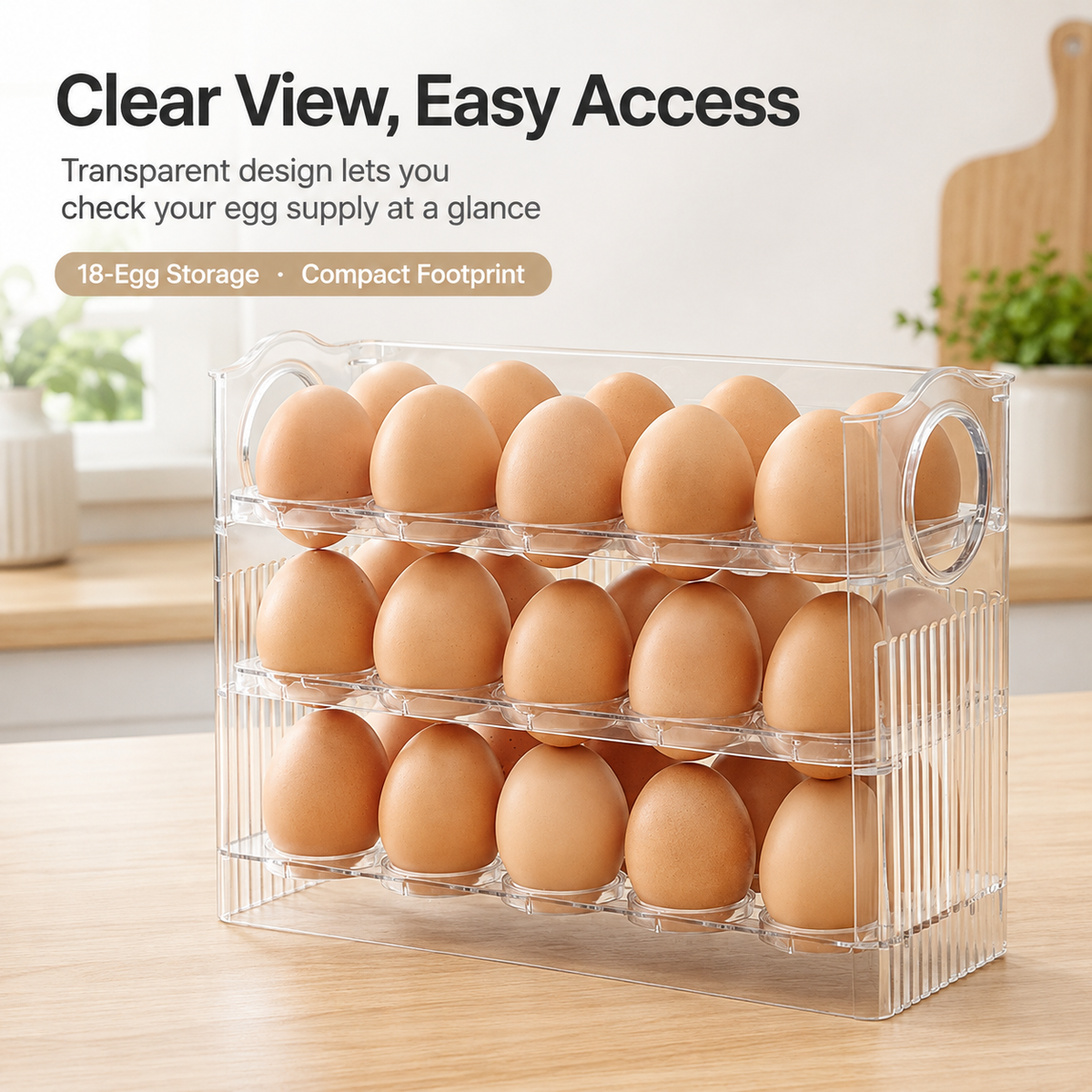30-Egg Compact Fridge Storage Rack with Easy-Grip Handles