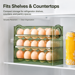 30-Egg Compact Fridge Storage Rack with Easy-Grip Handles