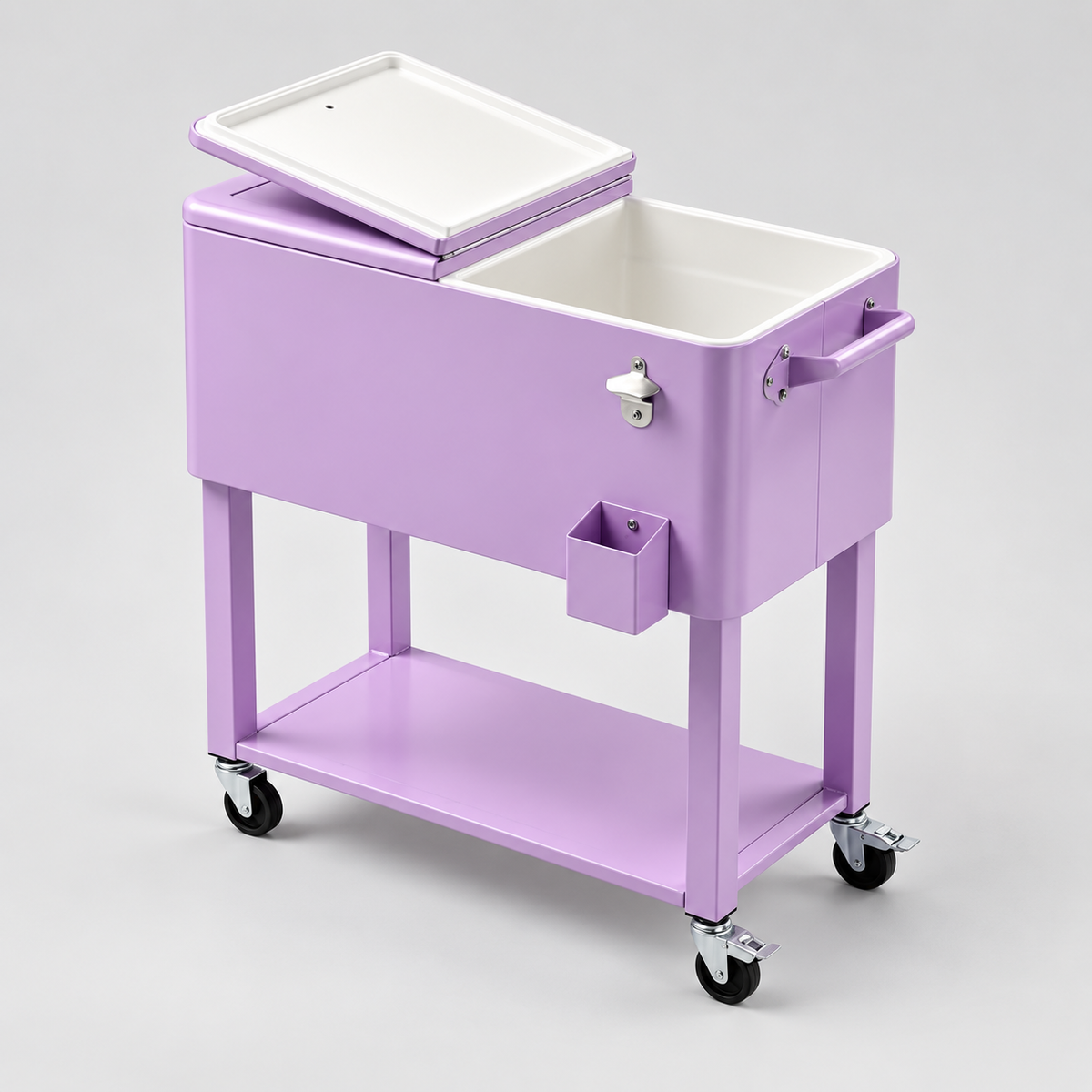 80QT Rolling Cooler Cart – Portable Patio Ice Chest with Wheels & Bottle Opener