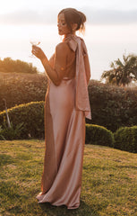 Lisa Maxi Dress ~ Rose Gold Luxe Satin