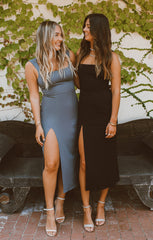 Eden Midi Dress ~ Black Stretch