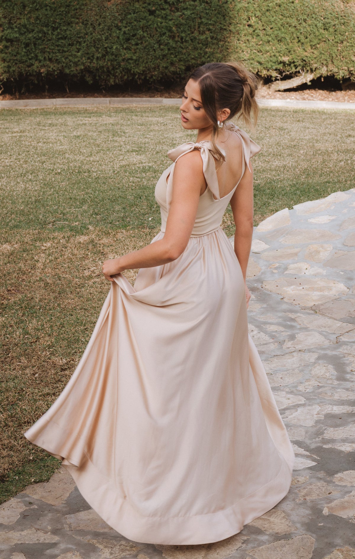 Harper Maxi Dress ~ Champagne Luxe Satin