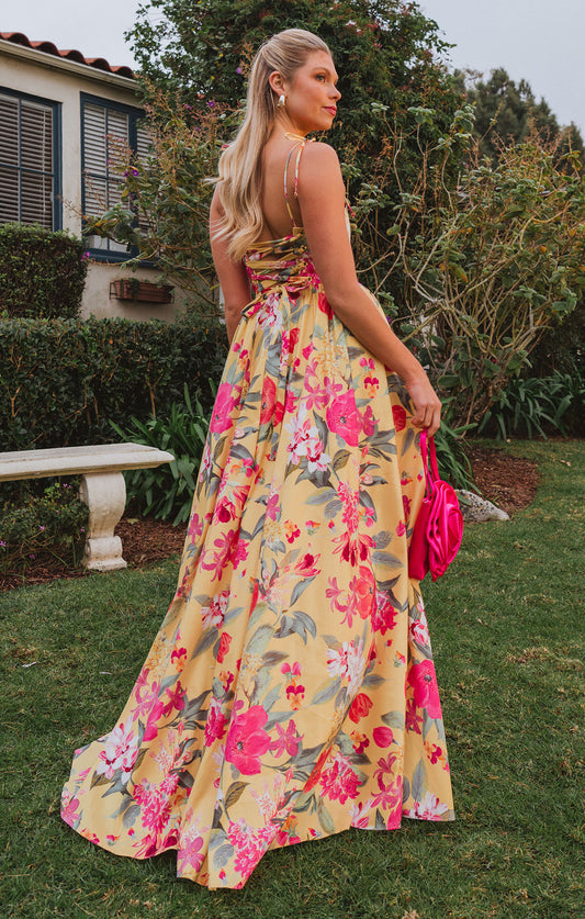 Juliet Maxi Dress ~ Mimosa Floral Taffeta