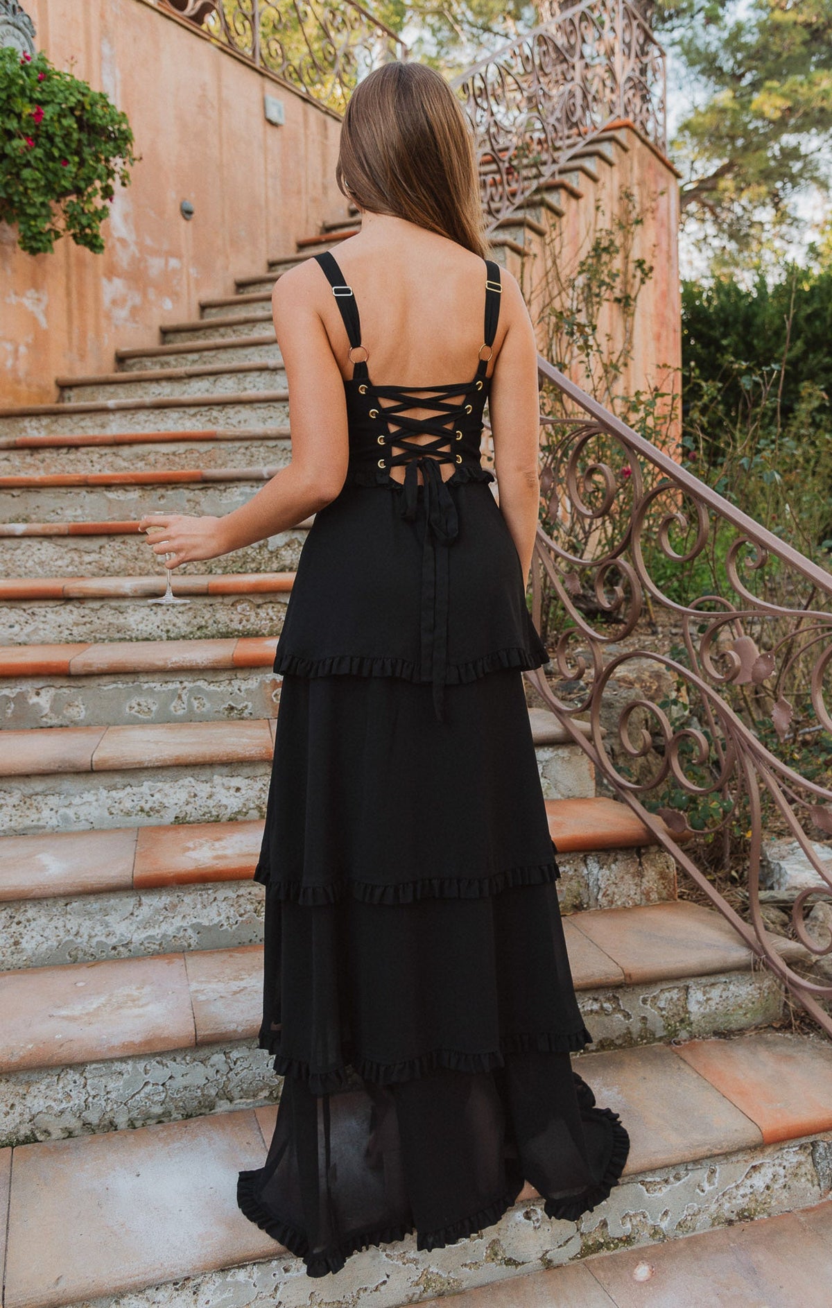 Lady Corset Dress ~ Black Chiffon