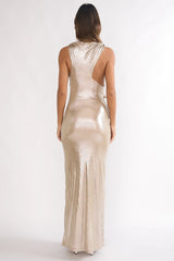 Lyrah Cowl Ruched Maxi Dress Champagne