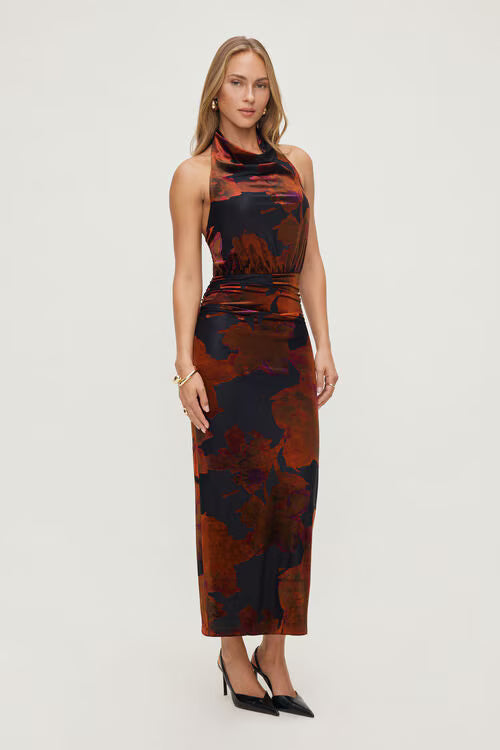 Burnout Halter Maxi Dress
