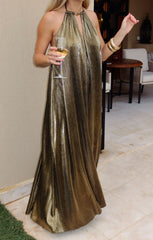 Lucille Maxi Dress ~ Pleated Gold