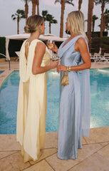 Maya Maxi Dress ~ Steel Blue Luxe Satin