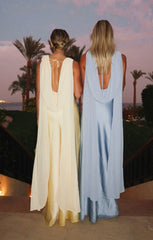 Maya Maxi Dress ~ Pale Yellow Luxe Satin