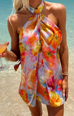 Twist Mini Dress ~ Brushed Blooms
