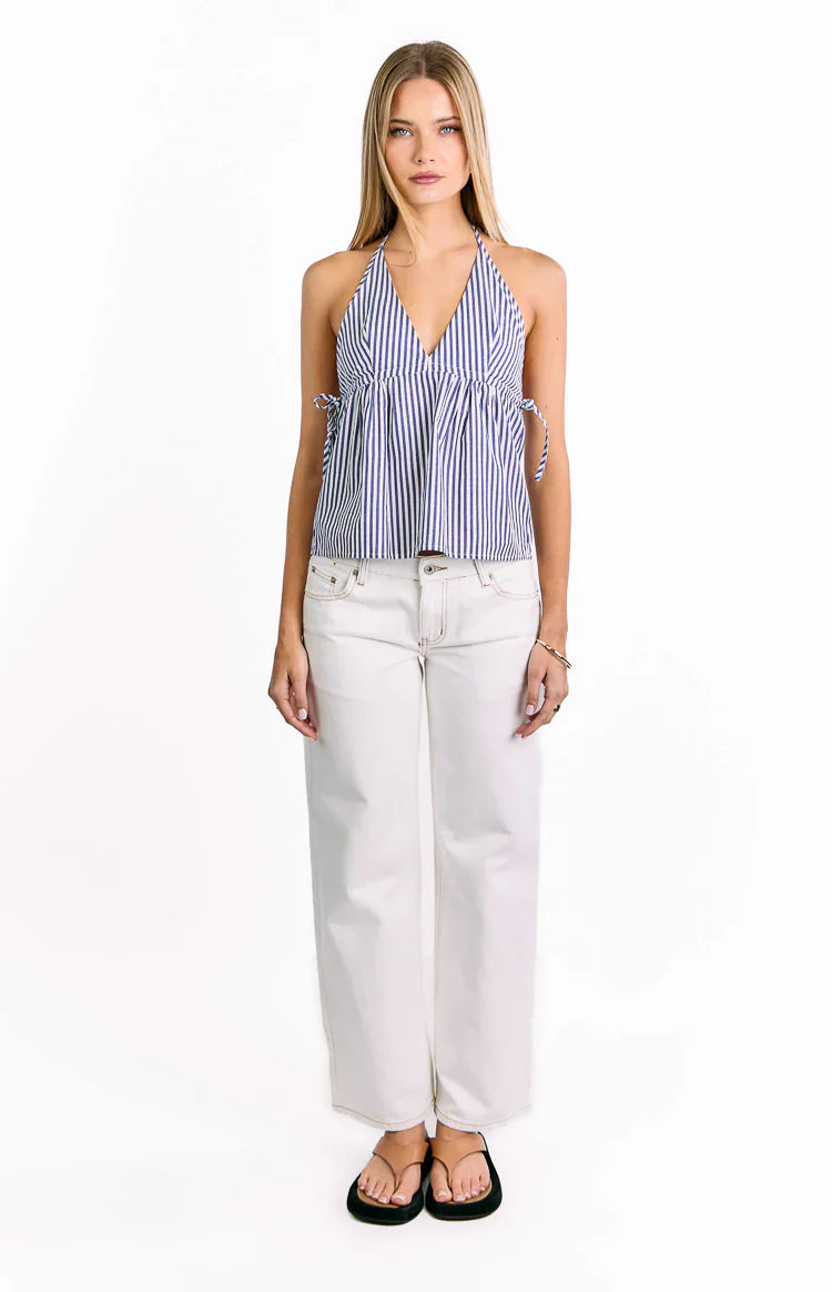 Imee Blue Striped Top