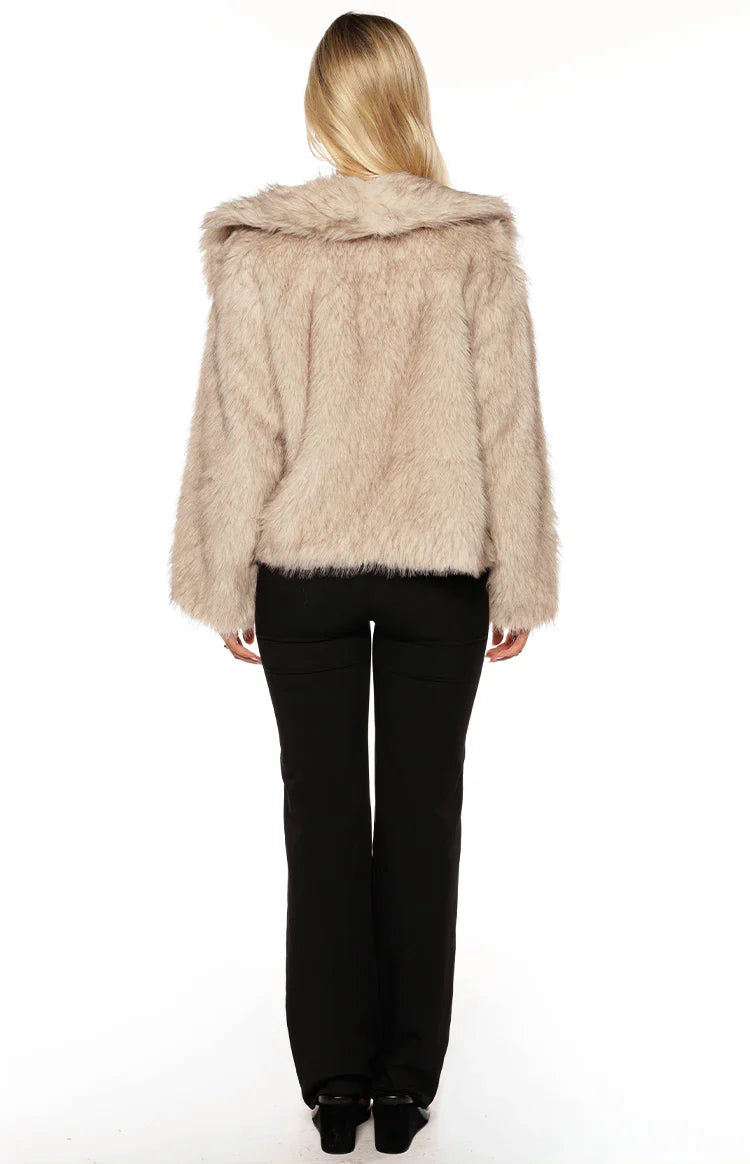 It Girl Sand Faux Fur Jacket