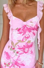Joyce Tall Fit Pink Floral Chiffon Mini Dress - PRE ORDER