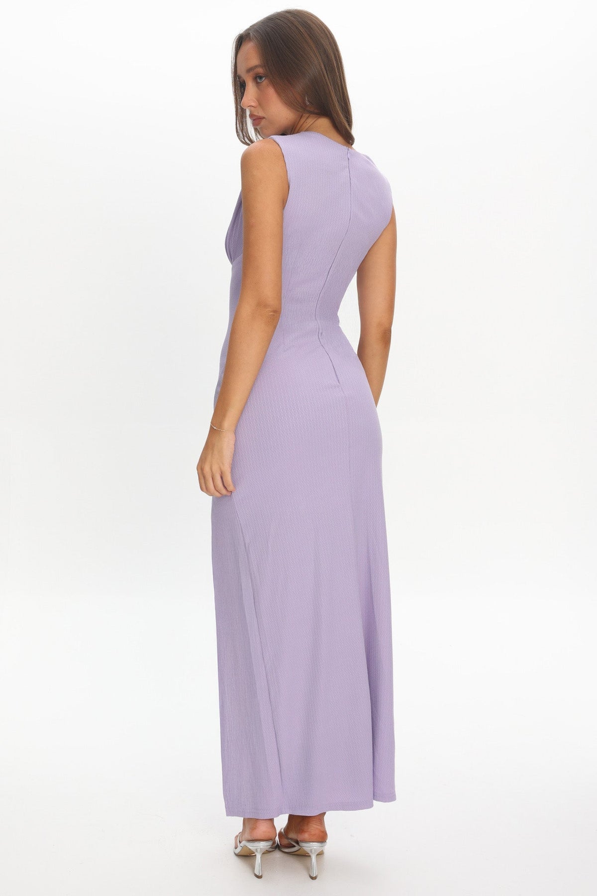 Daleela Asymmetric Neckline Maxi Dress Lilac