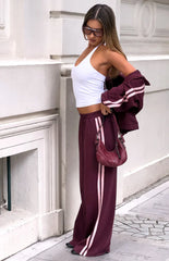 Kosie Burgundy and Pink Stripe Track Pants