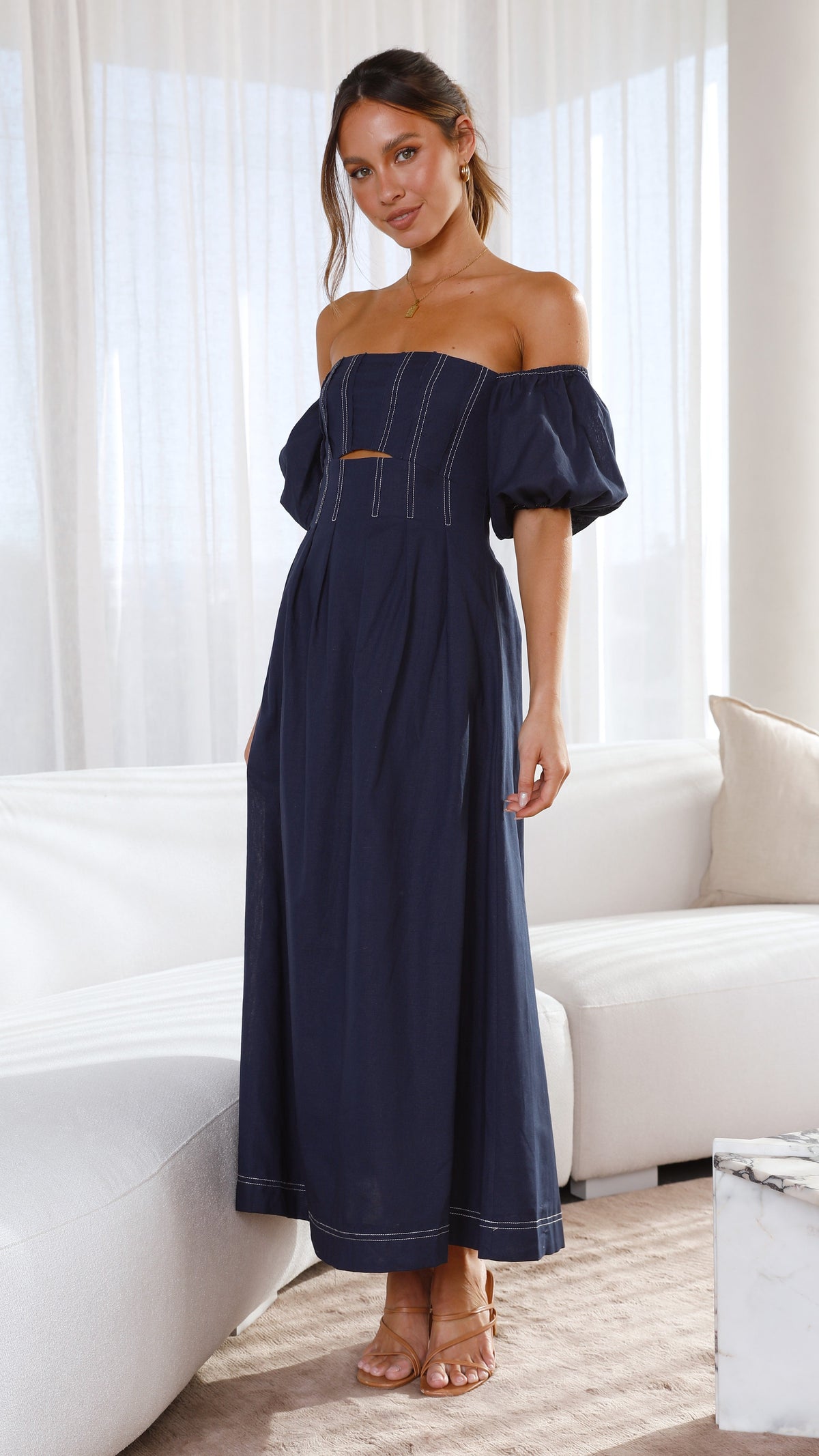 Claira Midi Dress - Navy