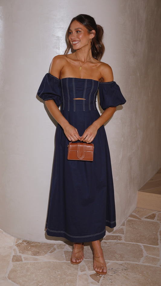 Claira Midi Dress - Navy