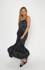 Rebecca Midi Dress ~ Black Taffeta