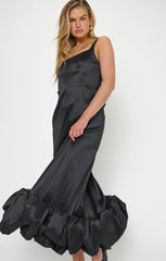 Rebecca Midi Dress ~ Black Taffeta