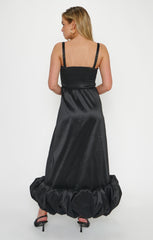 Rebecca Midi Dress ~ Black Taffeta