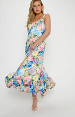 Rebecca Midi Dress ~ Flower Shop Taffeta