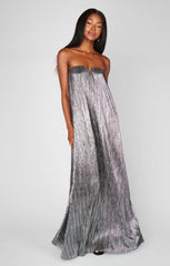 Athena Maxi Dress ~ Pleated Silver