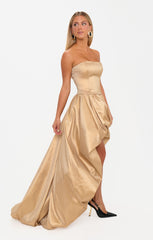 Tatum Maxi Skirt ~ Gold Metallic Taffeta