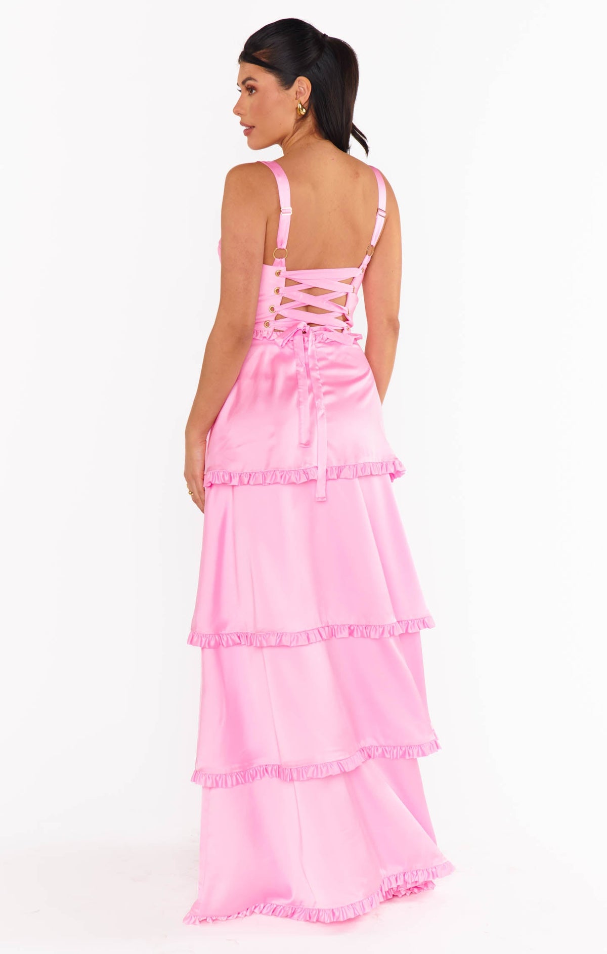 Lady Corset Dress ~ Pink Luxe Satin