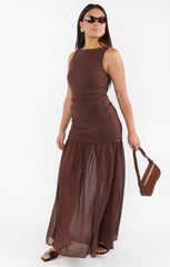 Aria Maxi Dress ~ Chocolate Stretch Chiffon