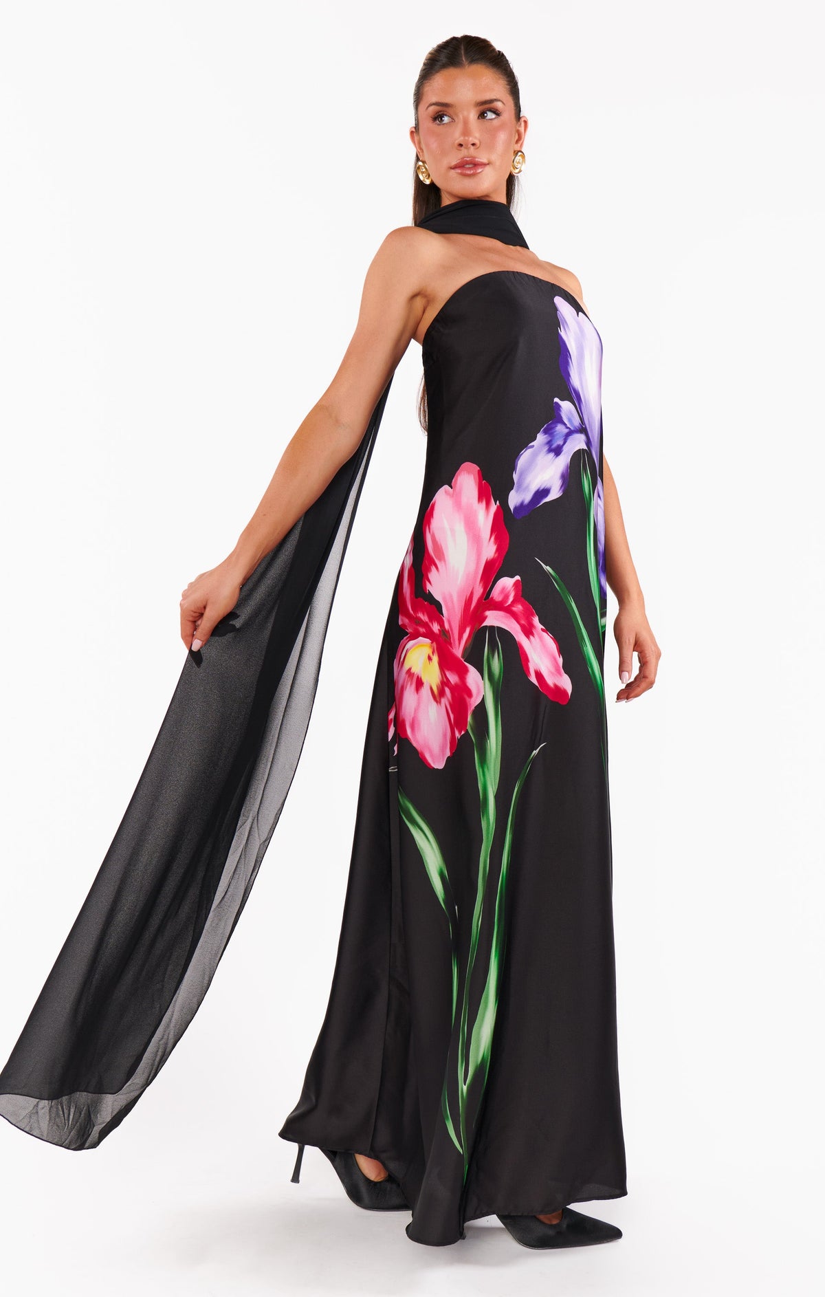Renee Maxi Dress ~ Wild Iris Luxe Satin