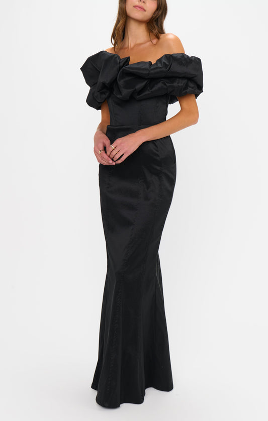 Major Drama Maxi Dress ~ Black Taffeta