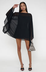 Olsen Mini Dress ~ Black Chiffon