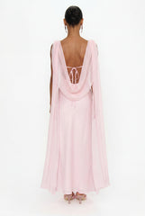 Maya Midi Dress ~ Powder Pink Luxe Satin