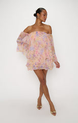 Fiona Mini Dress ~ Pale Yellow Blooms
