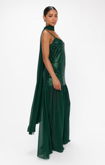 Dalia Maxi Dress ~ Emerald Sequins