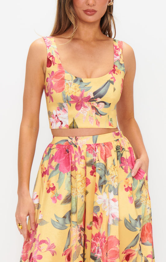 Vivianna Top ~ Mimosa Floral Taffeta