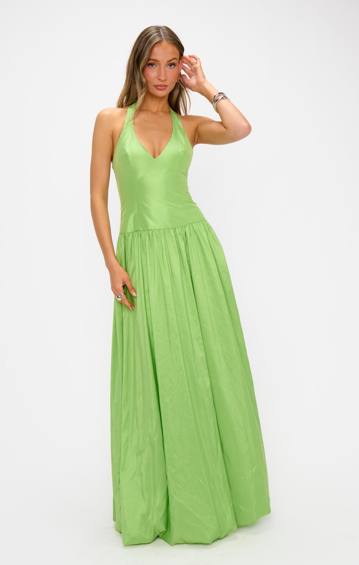 Eliza Maxi Dress ~ Key Lime Light Taffeta
