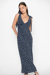 Emma Midi Dress ~ Navy Polka Dot