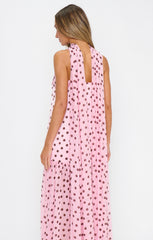 Dalia Maxi Dress ~ Pink Truffle Polka Dot