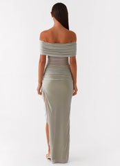 Nelly Off Shoulder Maxi Dress - Pistachio