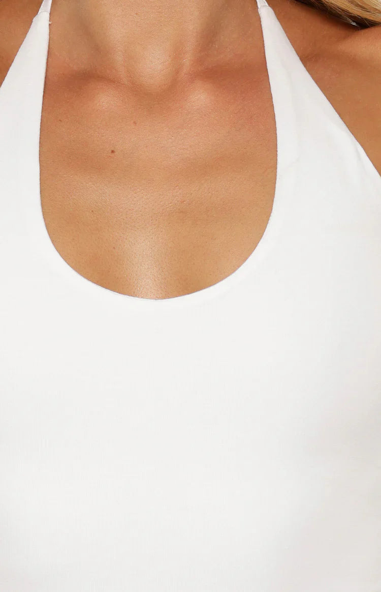 Nora White Jersey Halter Neck Top